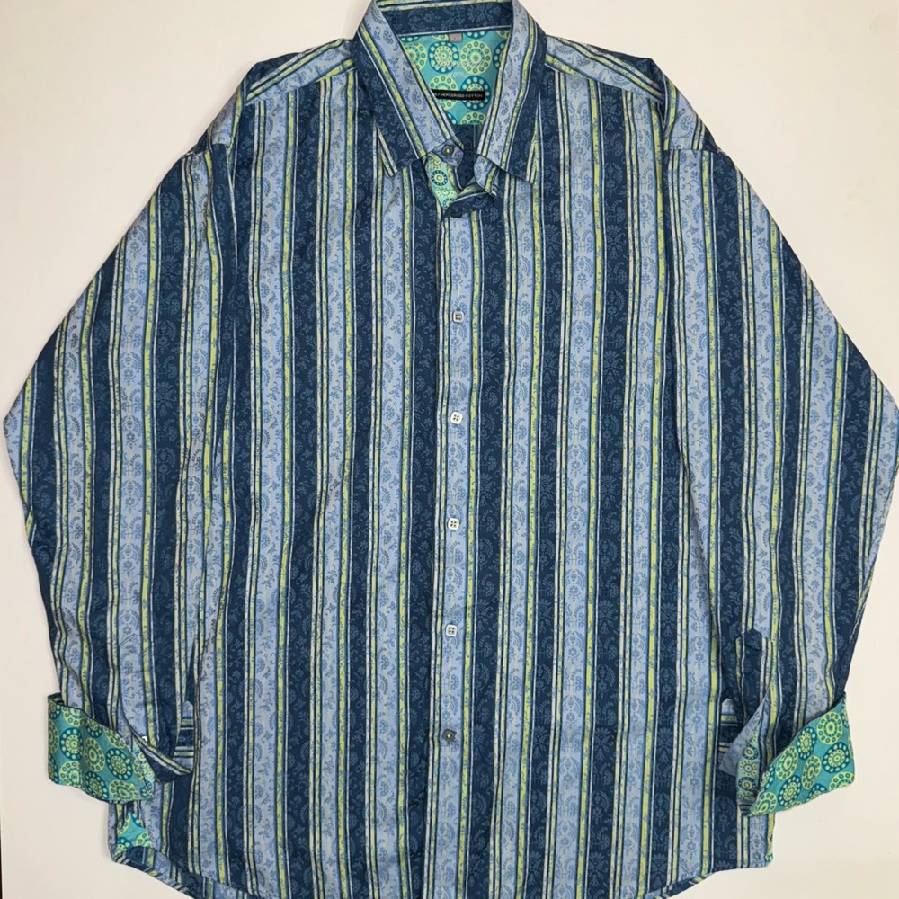 Visconti Uomo Mens Paisley & Striped Dress Shirt